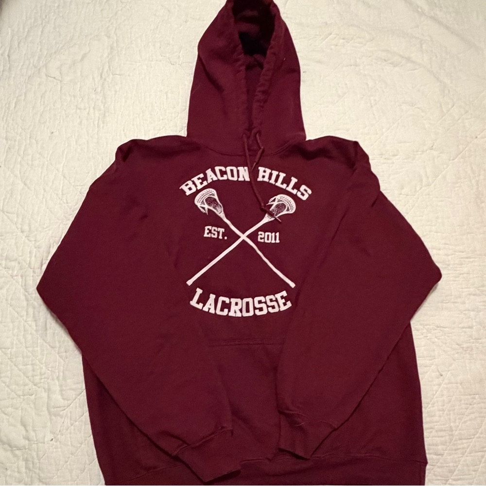 Gildan Maroon Beacon Hills Lacrosse Hoodie